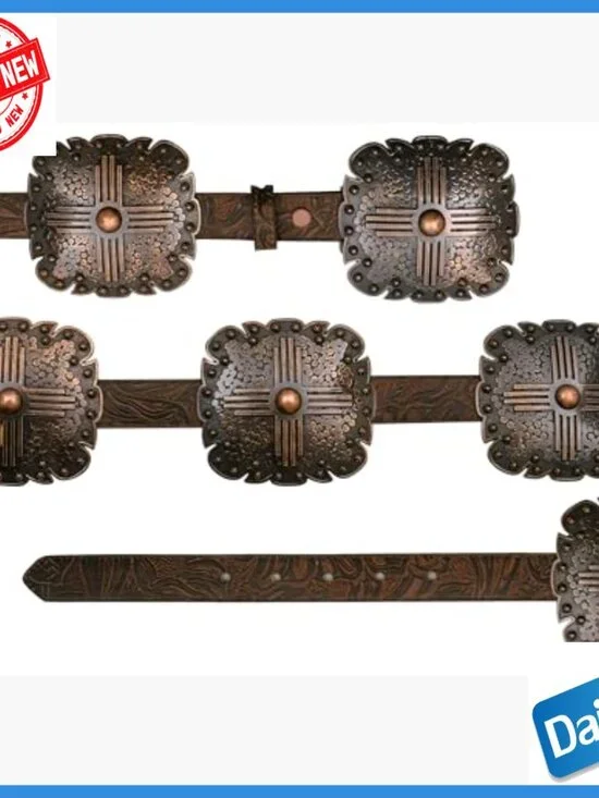 Women's Leather Belt with Western Conchos, Removable Buckle, Size Large - Picture 3 of 7